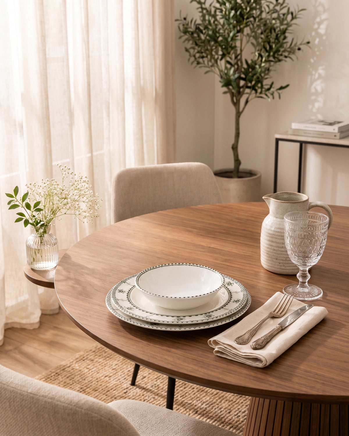 Tulp dinerset | groen wit | 6 persoons