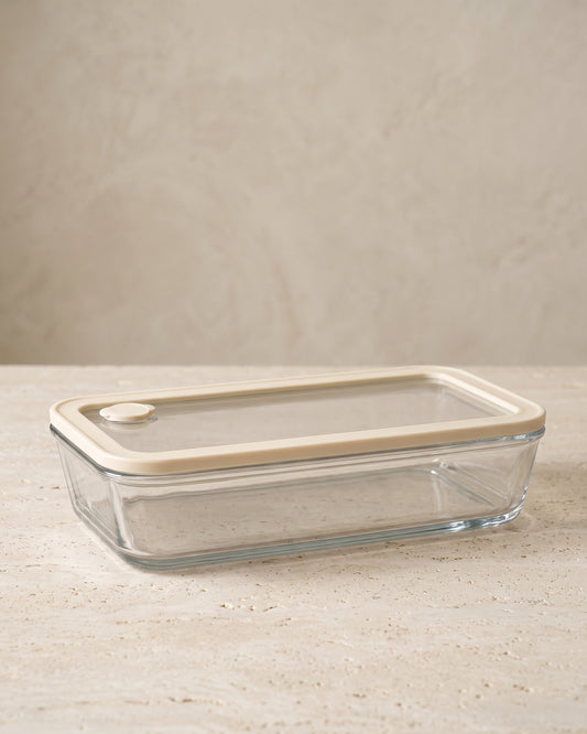 Vershoudbak Plat Lang |  700ml | Beige-transparant