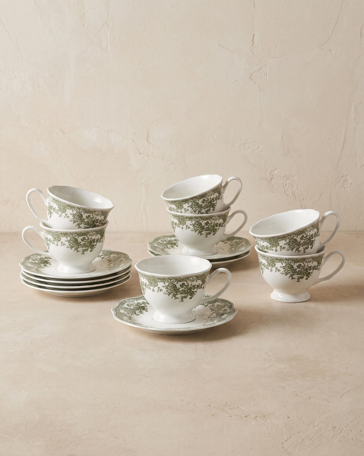 Vintage koffieset Groen 12-delig