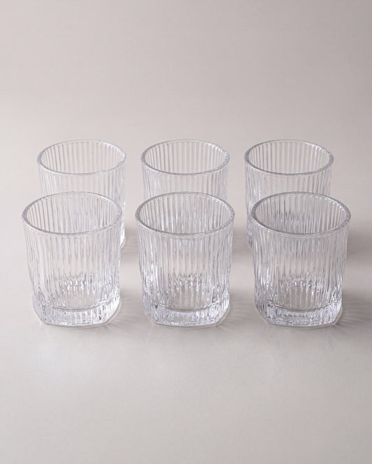 Diamond clear stripe glas | 6 stuks