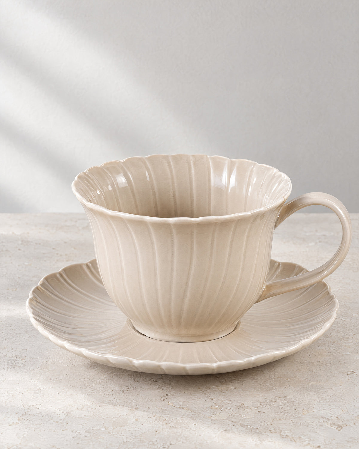 Bricard Florange Koffieset Taupe – 12-Delig Porseleinen Koffiekopjes voor 6 Personen