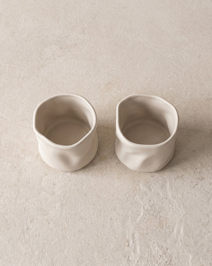 Diamond wave keramieken mok 2 stuks | Creme mat