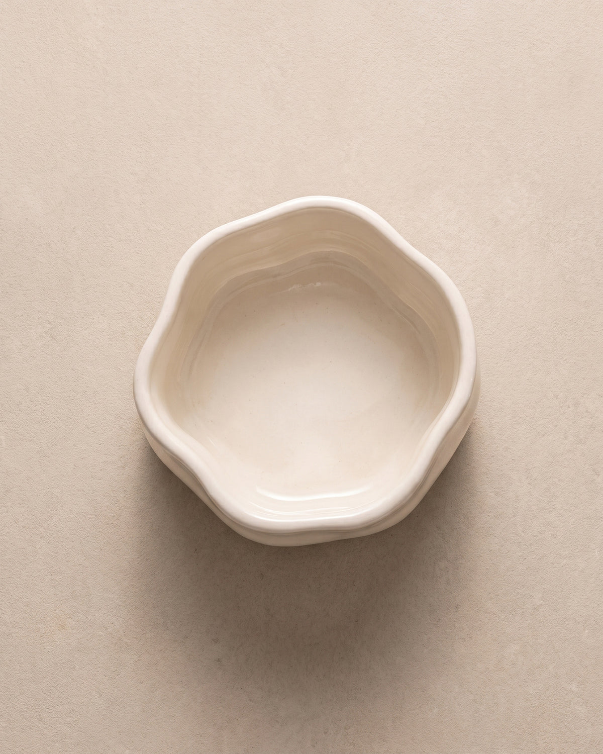 Nordic - Seramik Dalgalı Kase - Krem - 110 ml - 6 Adet