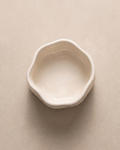 Nordic - Seramik Dalgalı Kase - Krem - 110 ml - 6 Adet