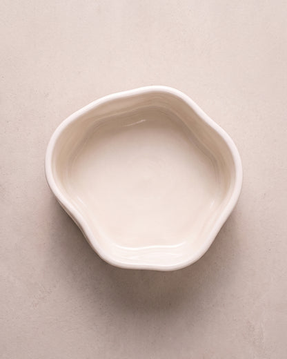 Nordic - Seramik Dalgalı Kase - Krem - 310 ml - 6 adet