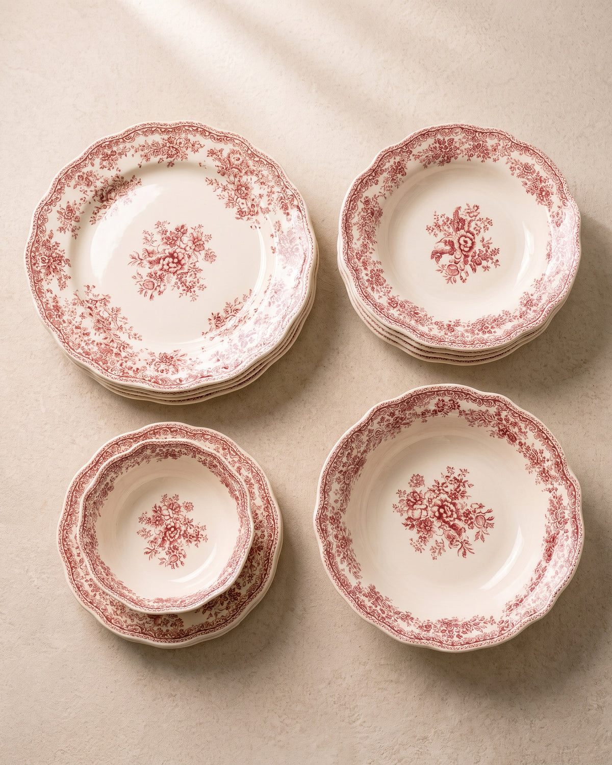 Vintage - Serviesset - 25 Delig - Rood