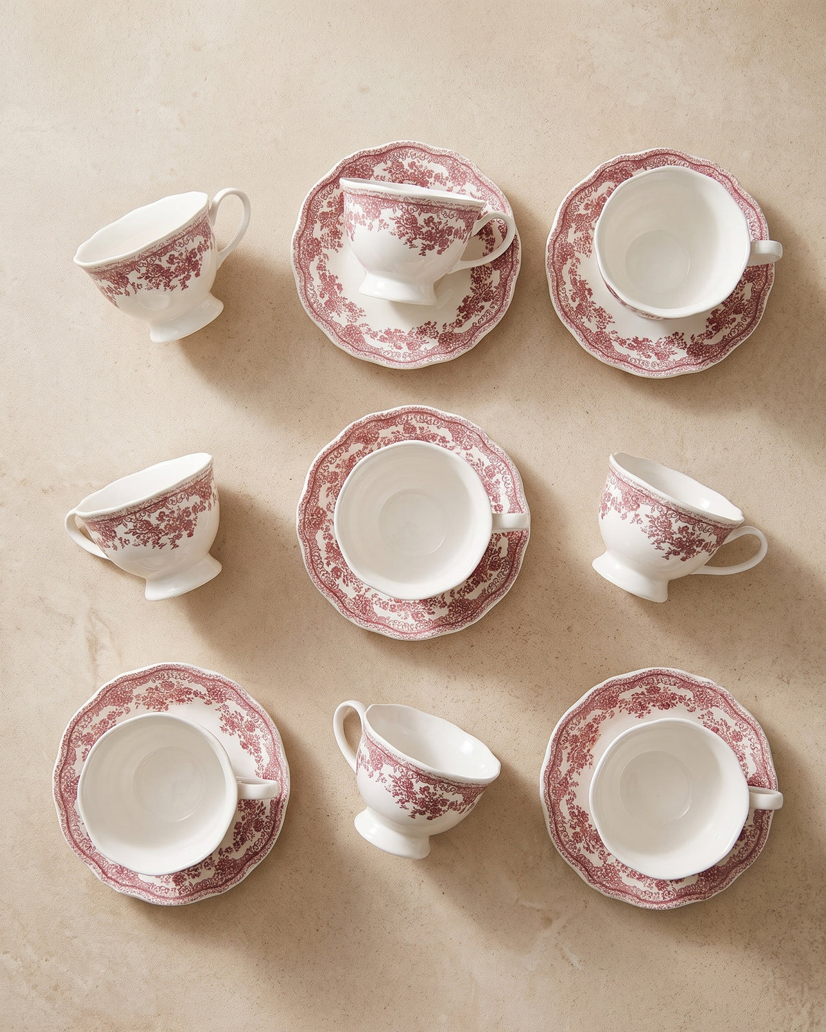 Vintage koffieset Rood 12-delig