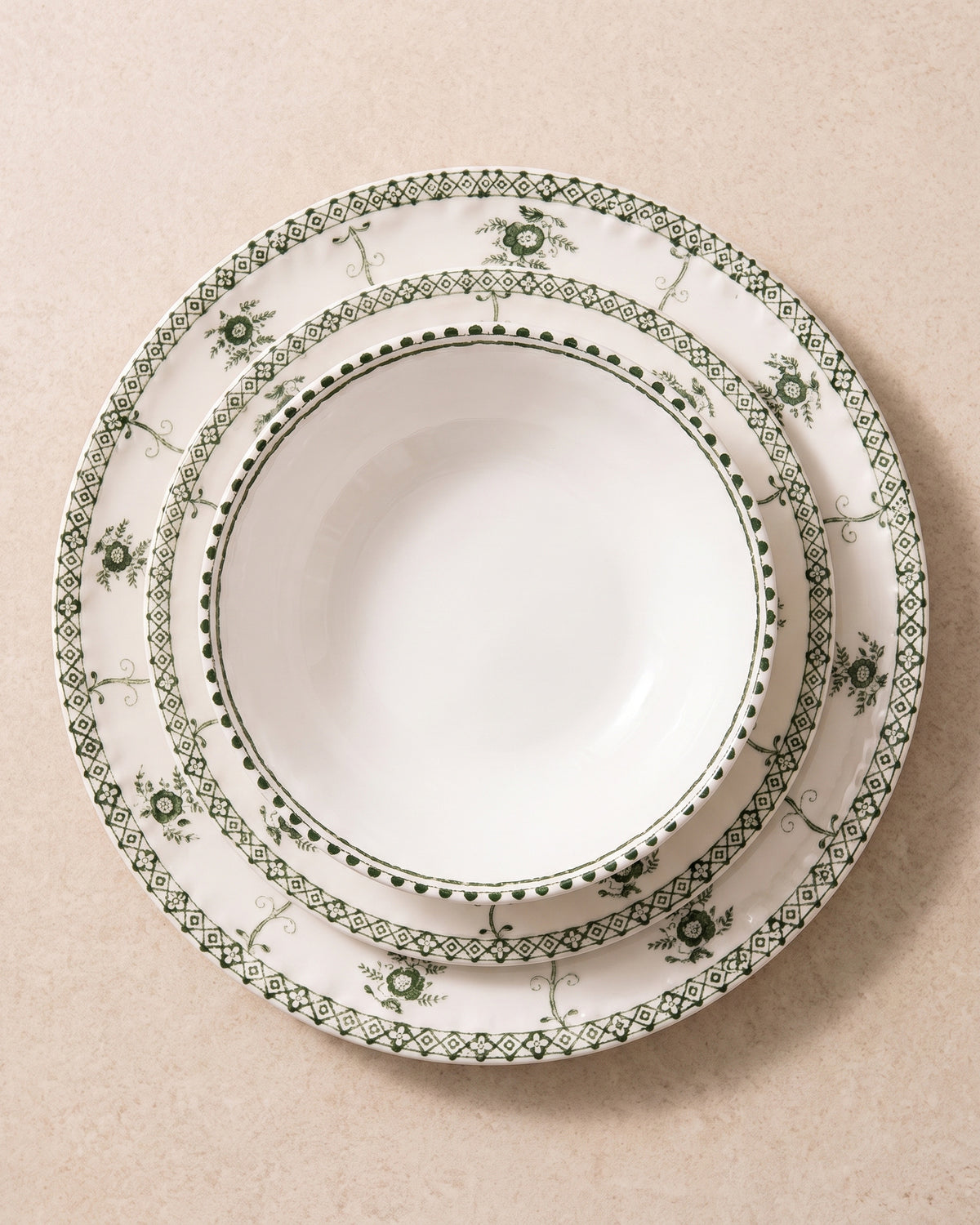 Tulp dinerset | groen wit | 6 persoons