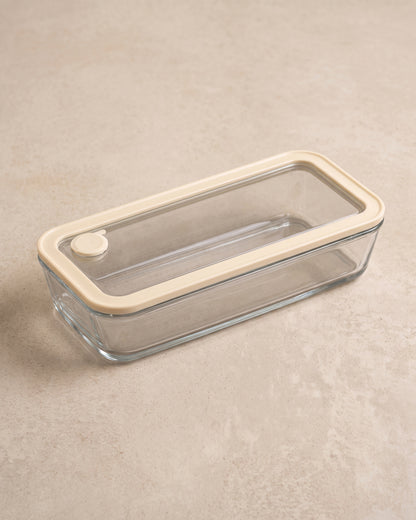 Vershoudbak Plat Lang |  2600ml | Beige-transparant
