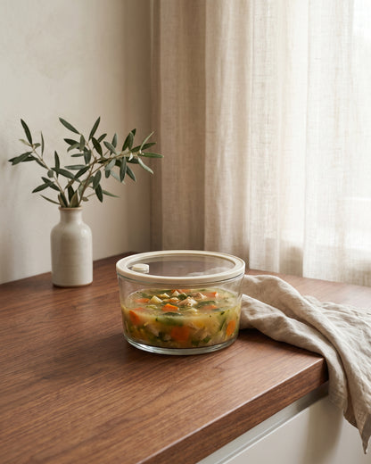 Vershoudbak rond |  1650ml | Beige-transparant