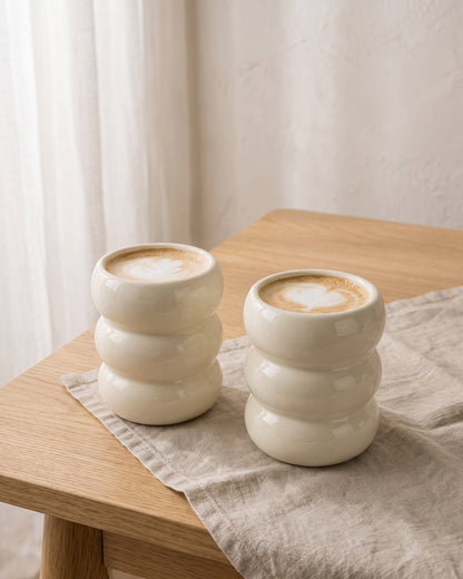 Wave Bubble Mok - Creme - 2 stuks - 400ml