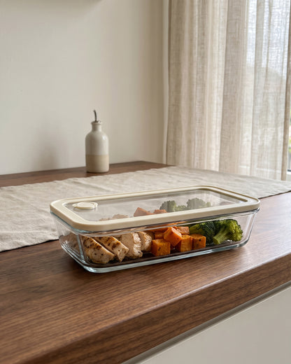 Vershoudbak Plat Lang |  700ml | Beige-transparant