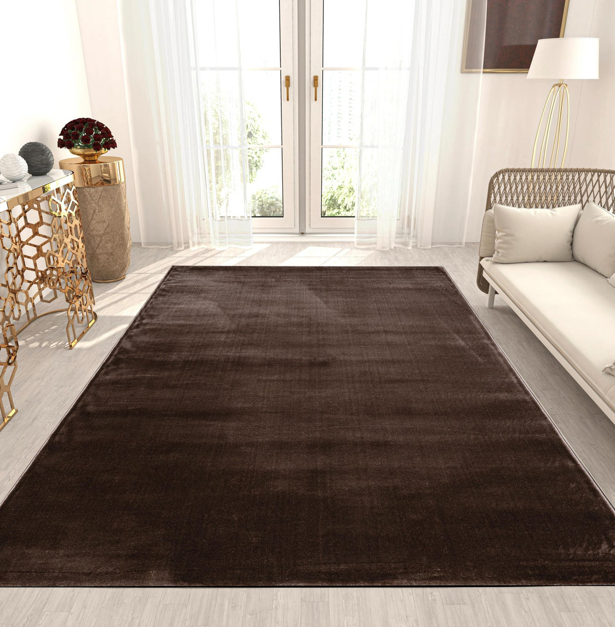 Velvet Warm Brown Vloerkleed