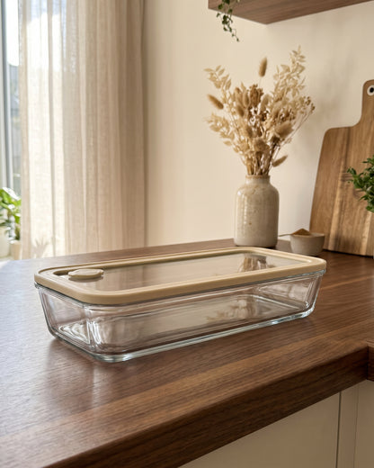 Vershoudbak Plat Lang |  2600ml | Beige-transparant