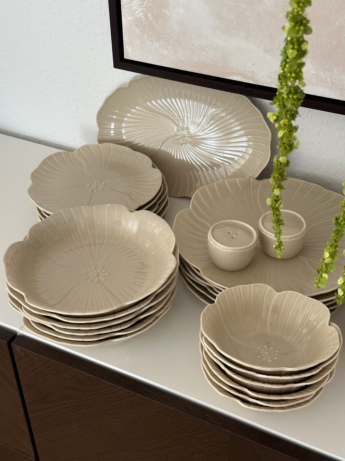 Bricard Florange Dinerset Taupe – 27-Delig Porseleinen Serviesset voor 6 Personen
