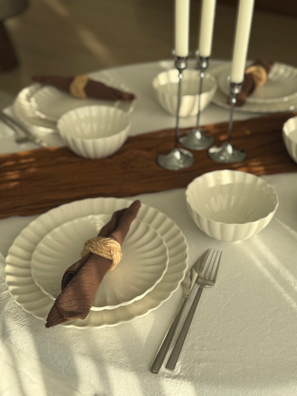 Daisy lotus serviesset | 24-delig | wit