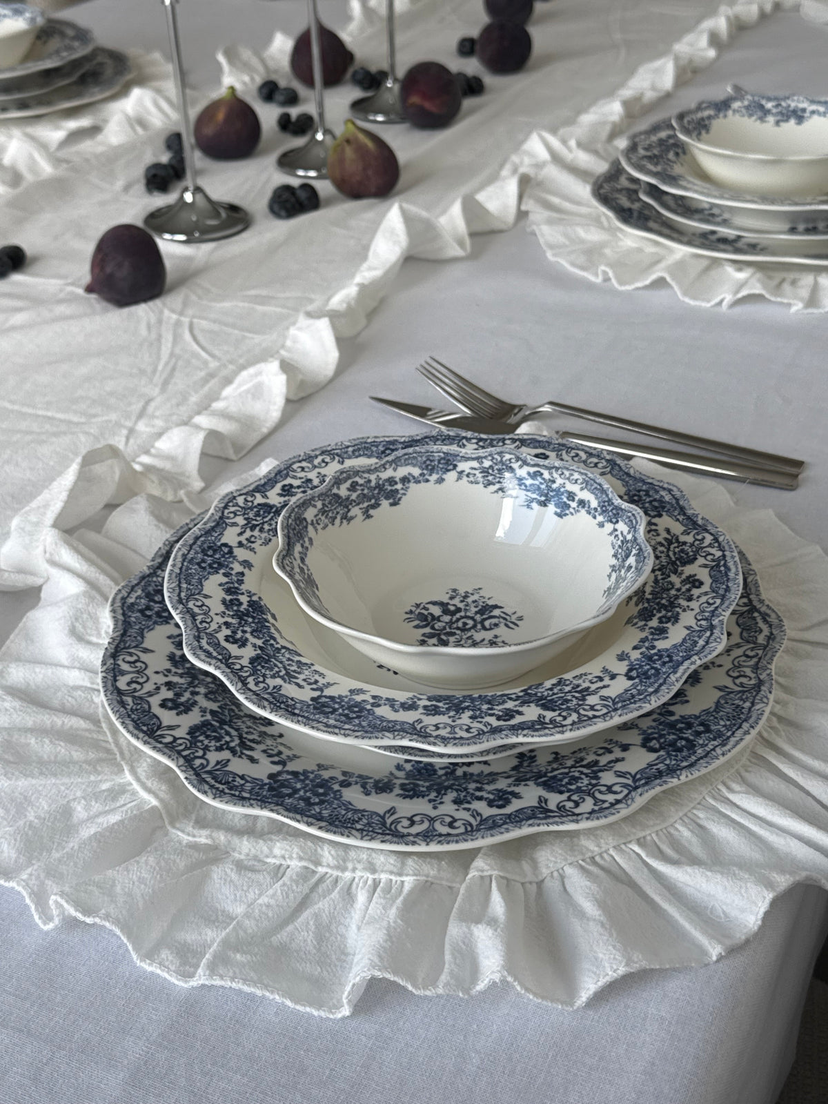 Vintage - Yemek Takımı - 25 Parça - Mavi