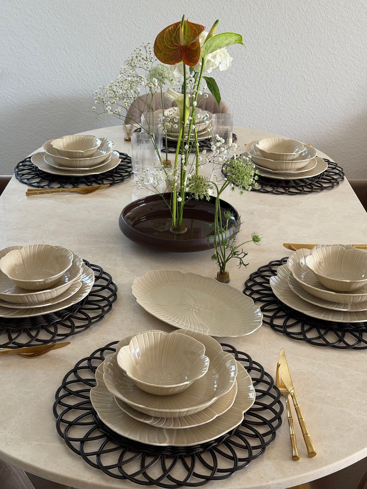 Bricard Florange Dinerset Taupe – 27-Delig Porseleinen Serviesset voor 6 Personen